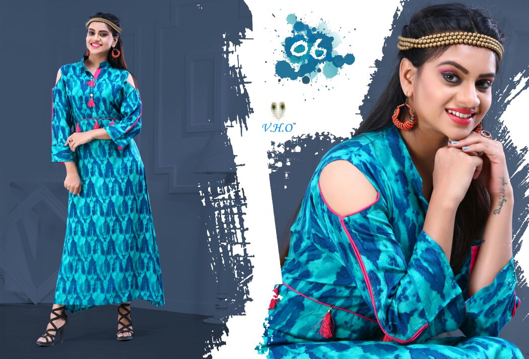 Grece Vol-1 By V.h.o 01 To 06 Series Designer Stylish Fancy Colorful Beautiful Party Wear & Ethnic Wear Heavy Rayon Printed Kurtis At Wholesale Price