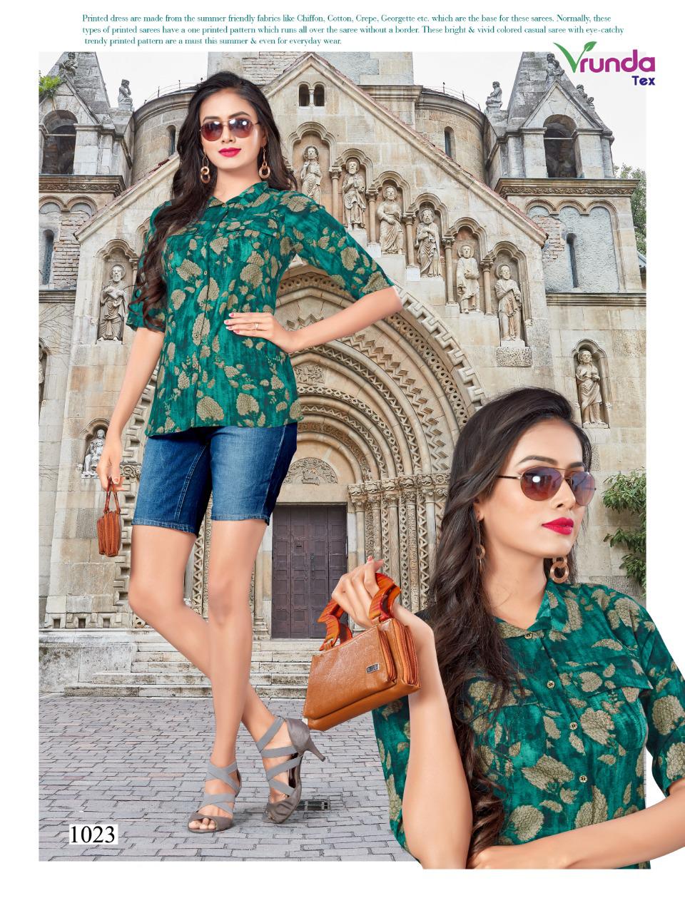 Griva By Vrunda Tex 1021 To 1028 Series Designer Beautiful Stylish Colorful Fancy Ready To Wear & Casual Wear & Ethnic Wear Rayon Print Tops At Wholesale Price