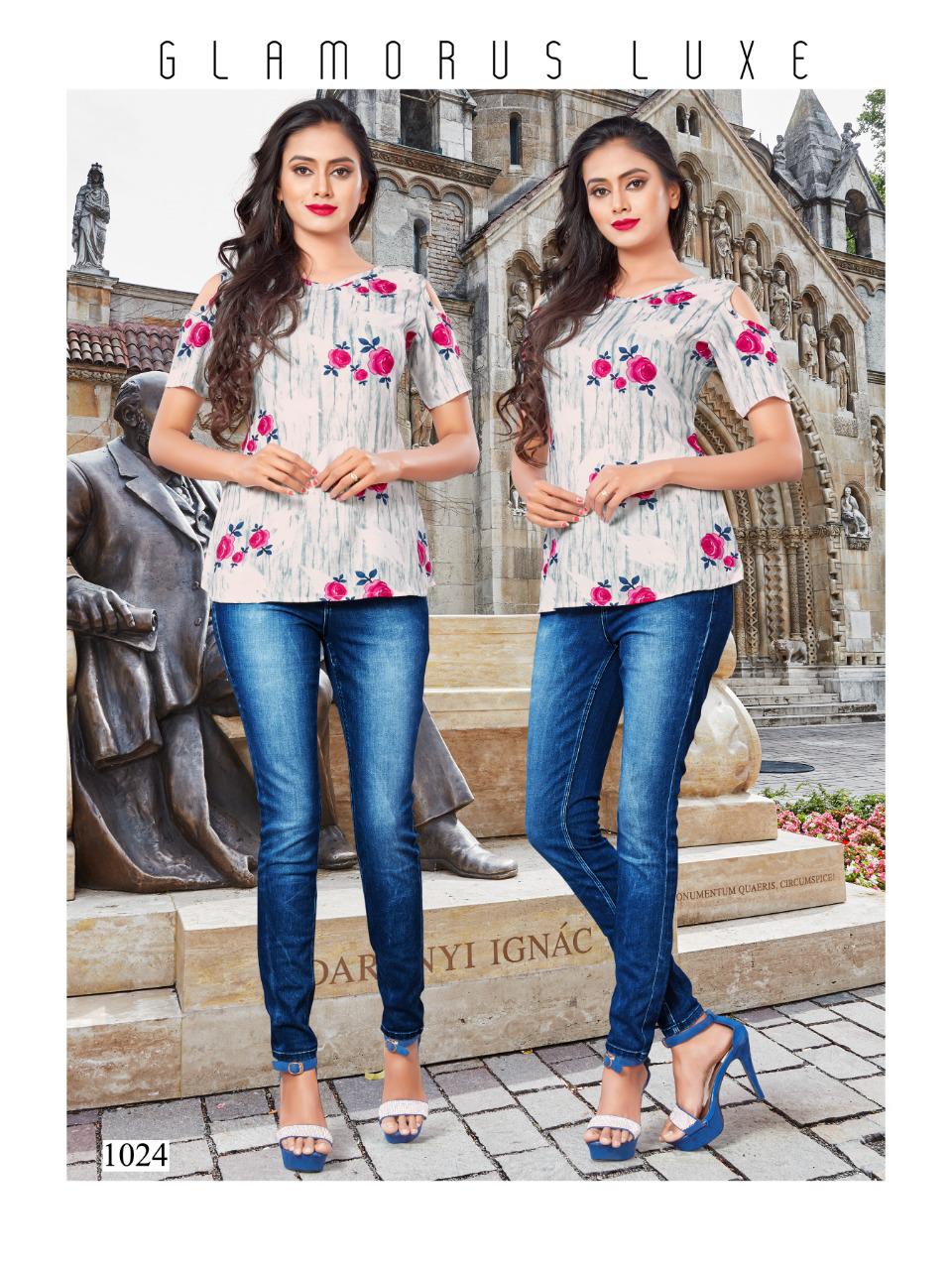 Griva By Vrunda Tex 1021 To 1028 Series Designer Beautiful Stylish Colorful Fancy Ready To Wear & Casual Wear & Ethnic Wear Rayon Print Tops At Wholesale Price