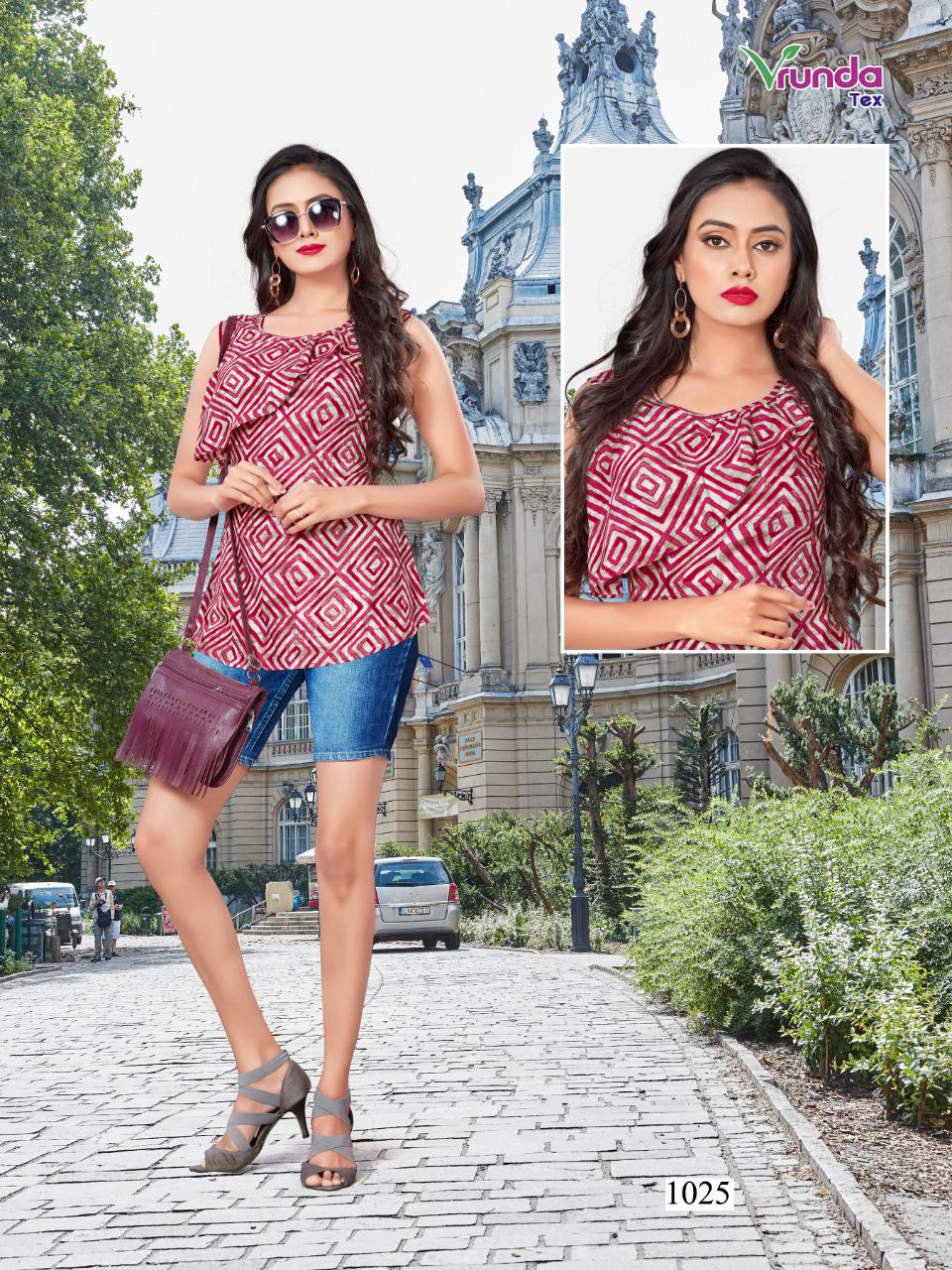 Griva By Vrunda Tex 1021 To 1028 Series Designer Beautiful Stylish Colorful Fancy Ready To Wear & Casual Wear & Ethnic Wear Rayon Print Tops At Wholesale Price