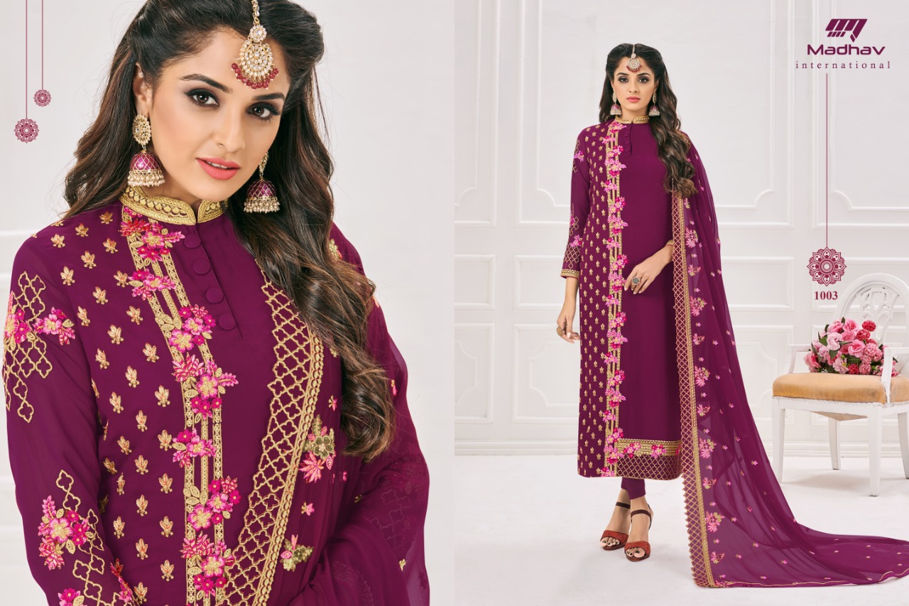 Sale Gujarish By Madhav International 1001 To 1008 Series Beautiful Suits Stylish Fancy Colorful Party Wear & Occasional Wear Collection Faux Georgette Dresses At Wholesale Price
