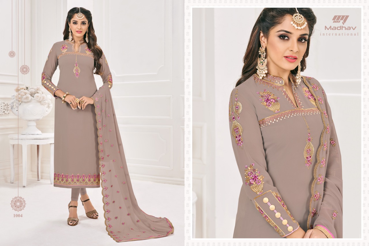 Sale Gujarish By Madhav International 1001 To 1008 Series Beautiful Suits Stylish Fancy Colorful Party Wear & Occasional Wear Collection Faux Georgette Dresses At Wholesale Price