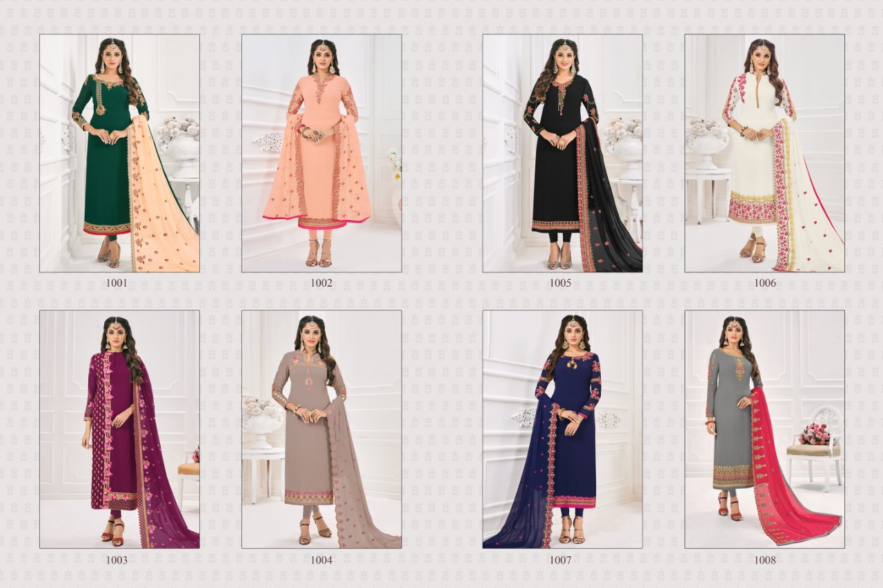 Sale Gujarish By Madhav International 1001 To 1008 Series Beautiful Suits Stylish Fancy Colorful Party Wear & Occasional Wear Collection Faux Georgette Dresses At Wholesale Price