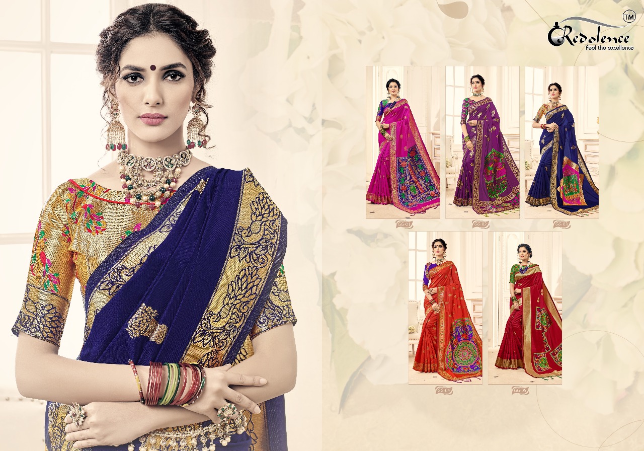 Gulabguni Silk By Redolence 01 To 05 Series Designer Wedding Wear Traditional Collection Beautiful Fancy Colorful Party Wear & Occasional Wear Pure Cotton Silk Sarees At Wholesale Price