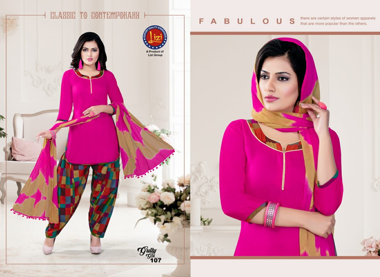 Gully Girl By Lizi 101 To 108 Series Beautiful Patiyala Stylish Colorful Fancy Casual Wear & Ethnic Wear & Ready To Wear Rayon Printed Dresses At Wholesale Price