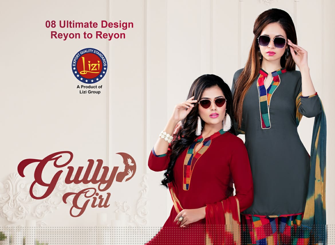 Gully Girl By Lizi 101 To 108 Series Beautiful Patiyala Stylish Colorful Fancy Casual Wear & Ethnic Wear & Ready To Wear Rayon Printed Dresses At Wholesale Price