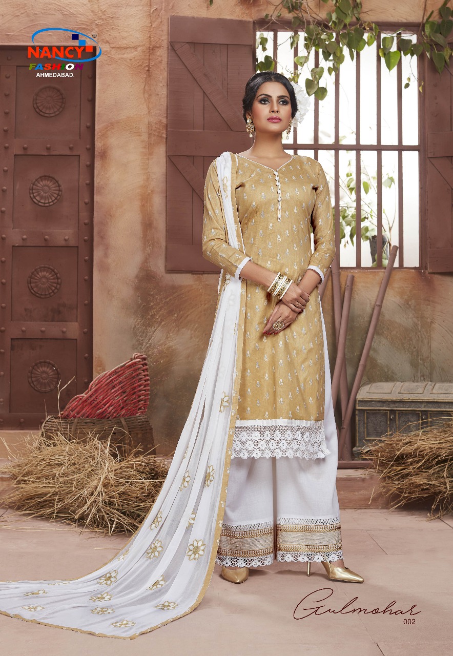 Gulmohar By Nancy Fashion Beautiful Collection Suits Stylish Fancy Colorful Casual Wear & Ethnic Wear Cotton Sartin Printed Dresses At Wholesale Price