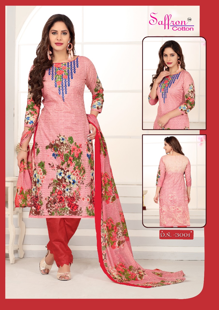 Gulzar Karachi Queen Vol-3 By Saffron Cotton 3001 To 3010 Series Beautiful Stylish Fancy Colorful Casual Wear & Ethnic Wear Collection Cotton Printed Dresses At Wholesale Price