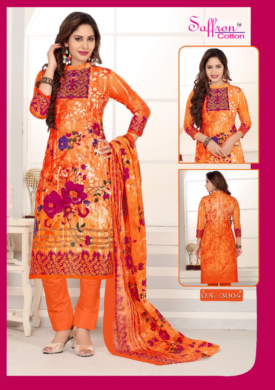 Gulzar Karachi Queen Vol-3 By Saffron Cotton 3001 To 3010 Series Beautiful Stylish Fancy Colorful Casual Wear & Ethnic Wear Collection Cotton Printed Dresses At Wholesale Price