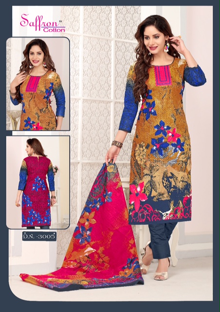 Gulzar Karachi Queen Vol-3 By Saffron Cotton 3001 To 3010 Series Beautiful Stylish Fancy Colorful Casual Wear & Ethnic Wear Collection Cotton Printed Dresses At Wholesale Price