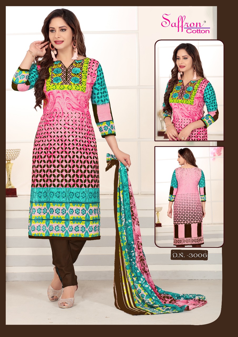 Gulzar Karachi Queen Vol-3 By Saffron Cotton 3001 To 3010 Series Beautiful Stylish Fancy Colorful Casual Wear & Ethnic Wear Collection Cotton Printed Dresses At Wholesale Price