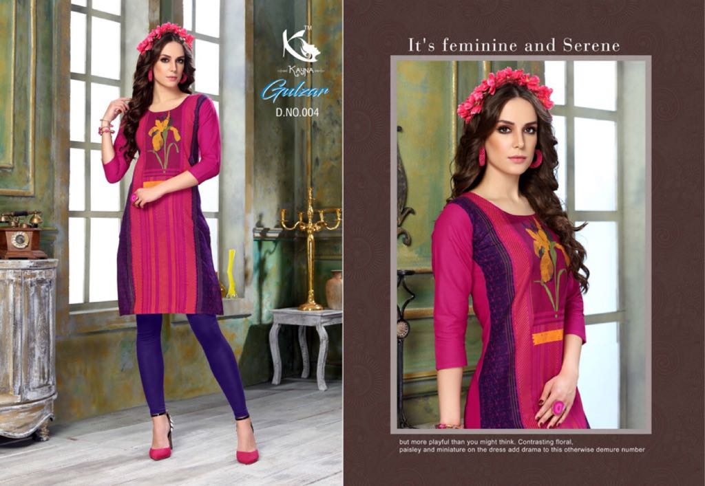 Gulzar By Kayna 001 To 012 Series Beautiful Stylish Fancy Colorful Casual Wear & Ethnic Wear & Ready To Wear Cotton Slub Printed Kurtis At Wholesale Price
