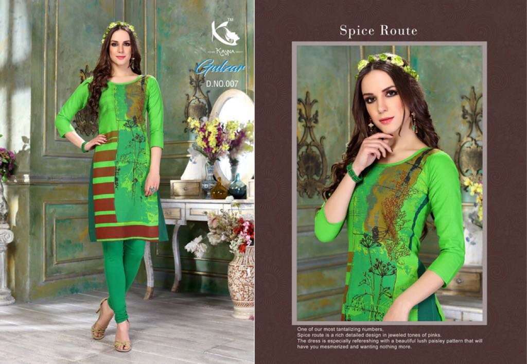 Gulzar By Kayna 001 To 012 Series Beautiful Stylish Fancy Colorful Casual Wear & Ethnic Wear & Ready To Wear Cotton Slub Printed Kurtis At Wholesale Price