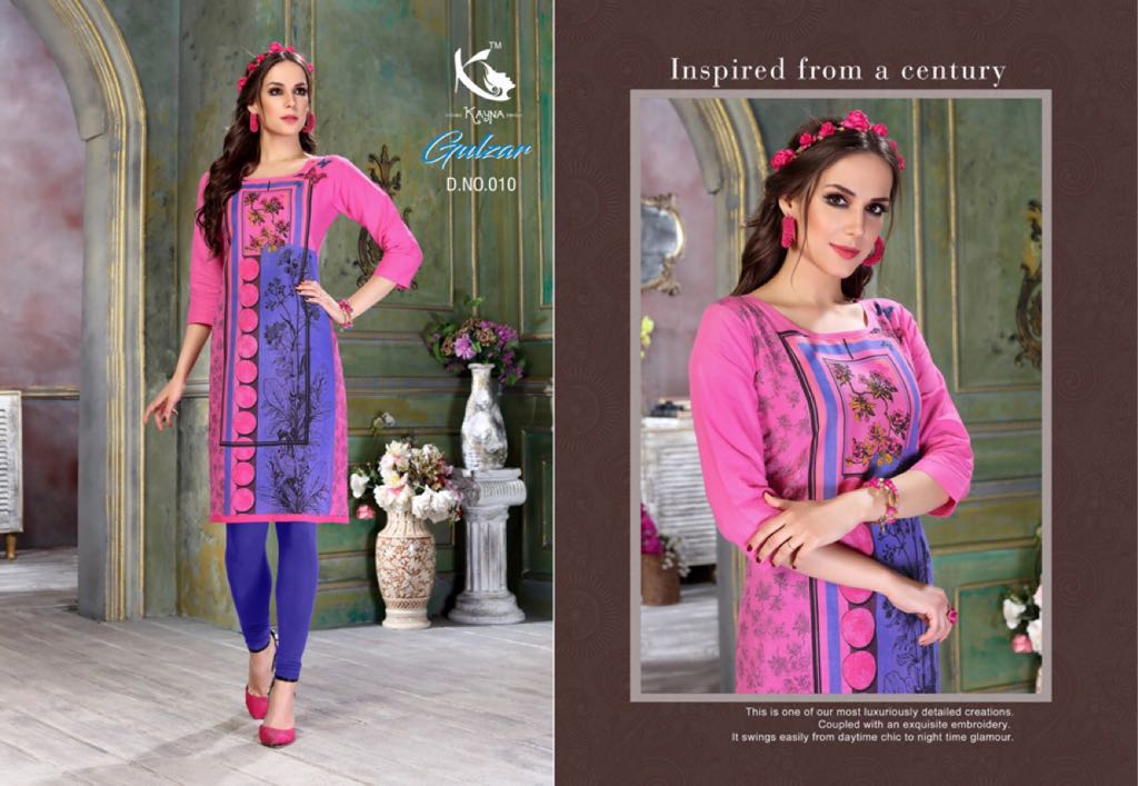 Gulzar By Kayna 001 To 012 Series Beautiful Stylish Fancy Colorful Casual Wear & Ethnic Wear & Ready To Wear Cotton Slub Printed Kurtis At Wholesale Price