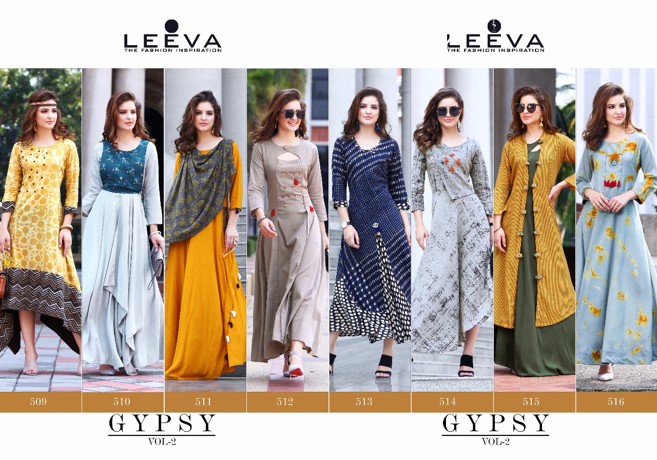 Gypsy Vol-2 By Leeva 5009 To 516 Series Designer Beautiful Colorful Stylish Fancy Casual Wear & Ethnic Wear & Ready To Wear Rayon & Cotton Printed Kurtis At Wholesale Price