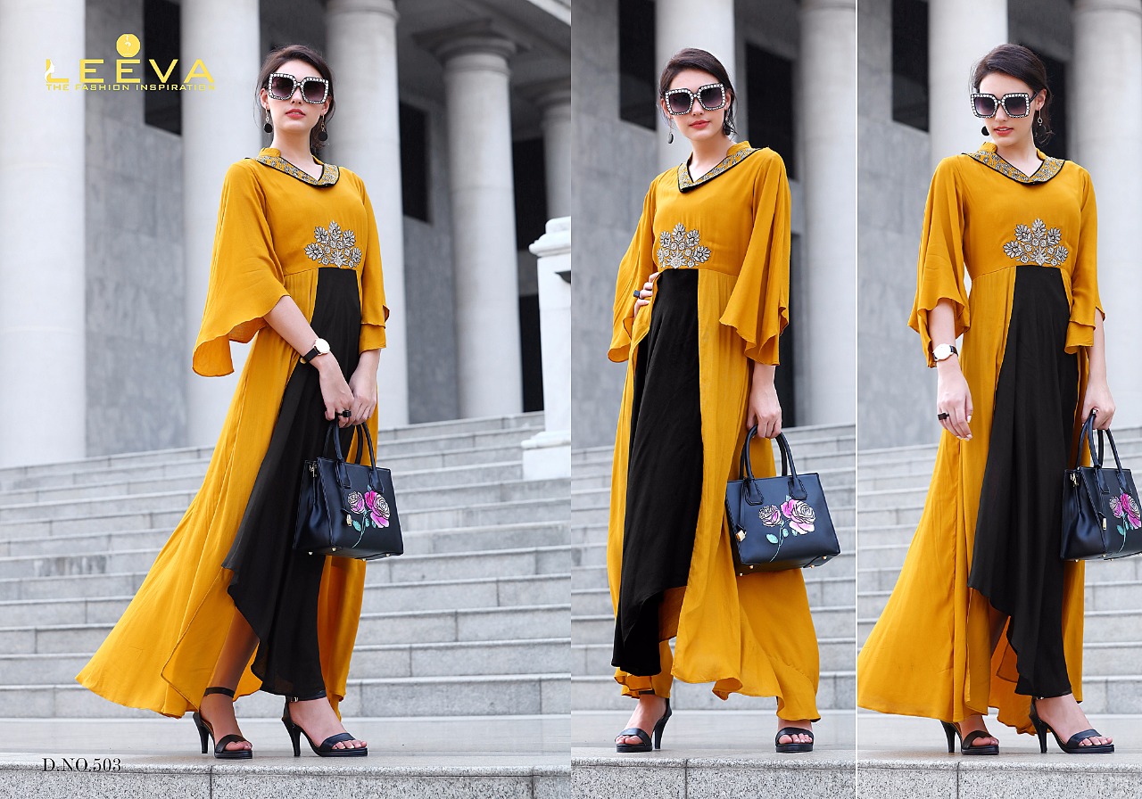 Gypsy By Leeva 501 To 508 Series Beautiful Stylish Fancy Colorful Casual Wear & Ethnic Wear Collection Heavy Bombay Rayon Embroidered Kurtis At Wholesale Price