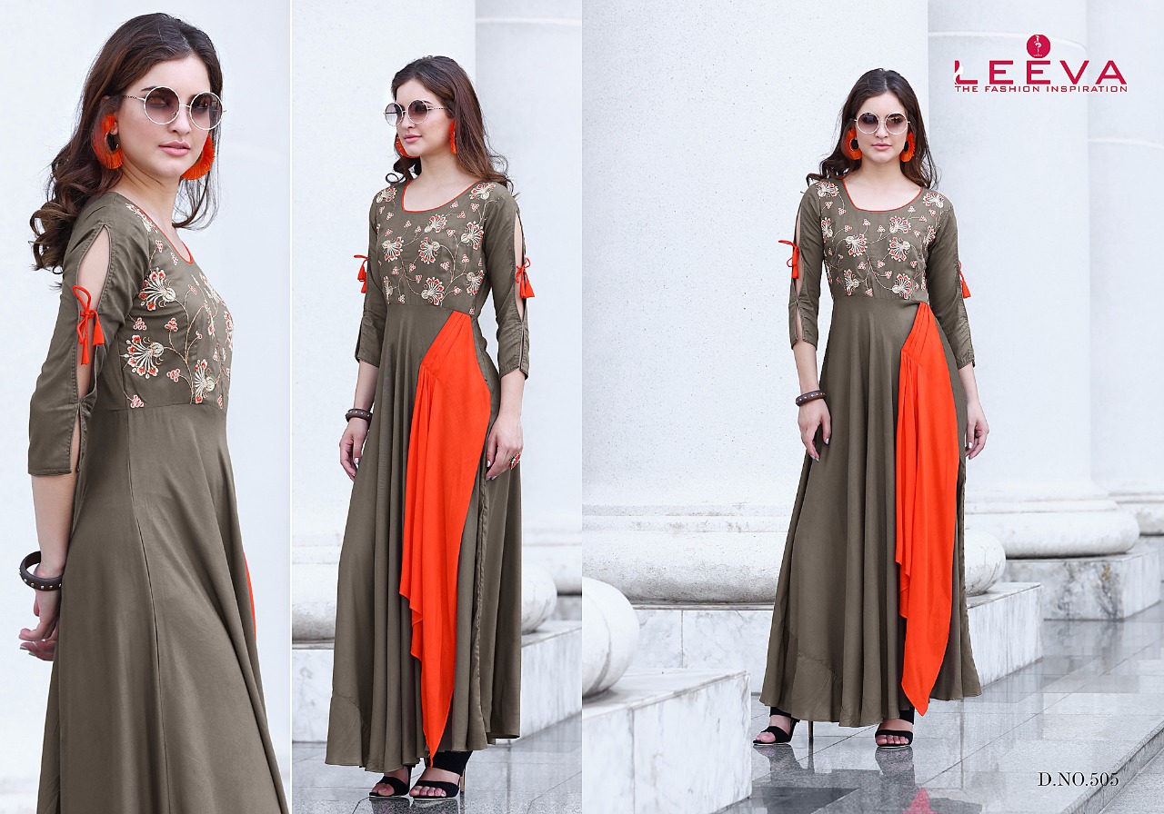 Gypsy By Leeva 501 To 508 Series Beautiful Stylish Fancy Colorful Casual Wear & Ethnic Wear Collection Heavy Bombay Rayon Embroidered Kurtis At Wholesale Price