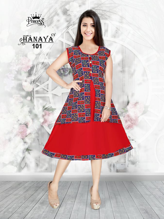 Hanaya Vol-3 By Princess 101 To 112 Series Beautiful Colorful Stylish Fancy Casual Wear & Ethnic Wear & Ready To Wear Rayon Printed Kurtis At Wholesale Price