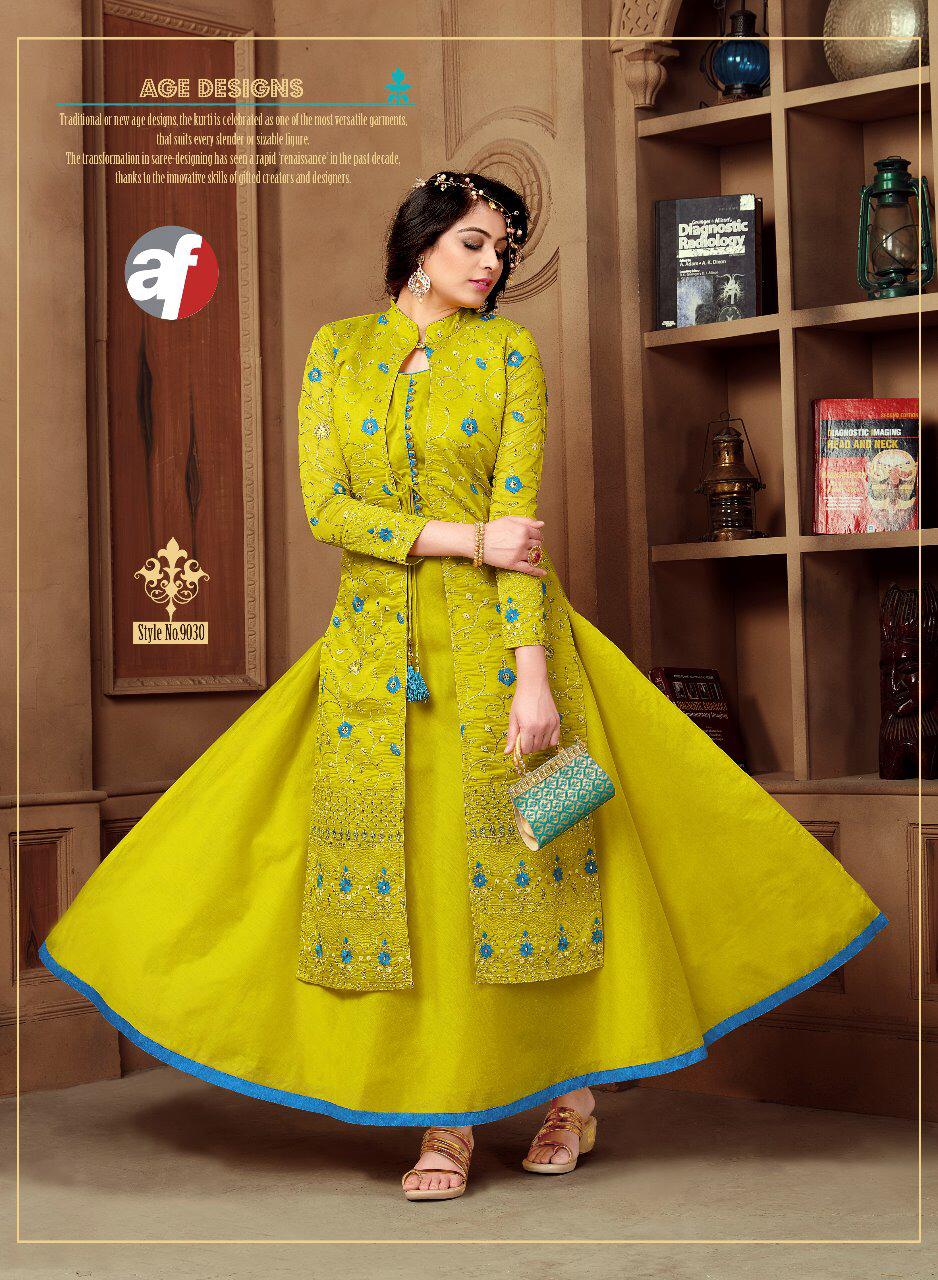 Haseen Pal Vol-4 By A.f 9026 To 9030 Series Beautiful Stylish Fancy Colorful Casual Wear & Ethnic Wear Heavy Modal Print Kurtis At Wholesale Price