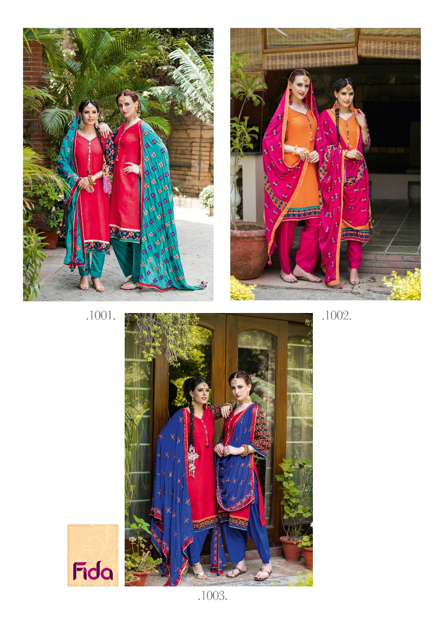 Hasina By Fida 1001 To 1006 Series Beautiful Patiyala Suits Embroidered Beautiful Stylish Fancy Colorful Casual Wear & Ethnic Wear Satin Jacquard Dresses At Wholesale Price