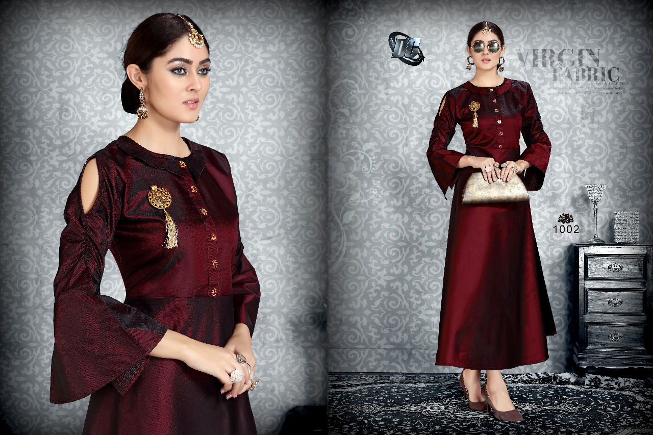 Haya Vol-1 By Darshan Creation 1001 To 1006 Series Beautiful Stylish Colorful Fancy Party Wear & Ethnic Wear & Ready To Wear Heavy Satin Tafeta With Heavy Work Kurtis At Wholesale Price