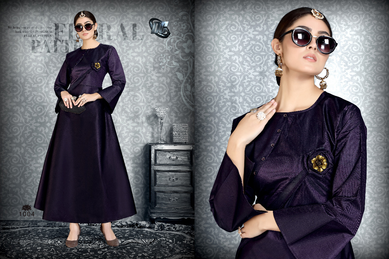 Haya Vol-1 By Darshan Creation 1001 To 1006 Series Beautiful Stylish Colorful Fancy Party Wear & Ethnic Wear & Ready To Wear Heavy Satin Tafeta With Heavy Work Kurtis At Wholesale Price