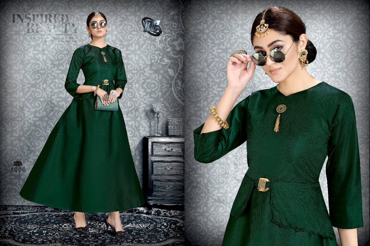 Haya Vol-1 By Darshan Creation 1001 To 1006 Series Beautiful Stylish Colorful Fancy Party Wear & Ethnic Wear & Ready To Wear Heavy Satin Tafeta With Heavy Work Kurtis At Wholesale Price