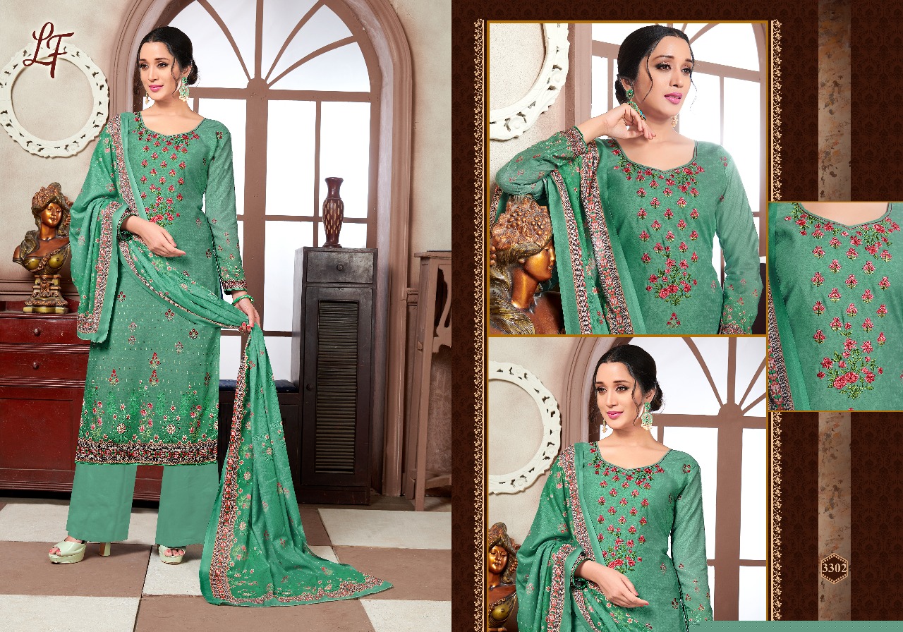 Heena Vol-33 By Lavli Fashion 33001 To 33008 Series Beautiful Stylish Designer Printed And Embroidered Party Wear Occasional Wear Muslin Cotton Embroidered Dresses At Wholesale Price