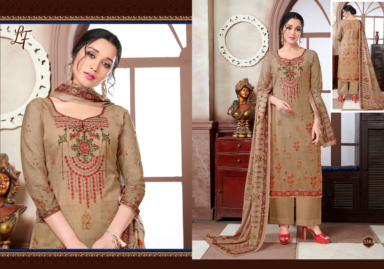 Heena Vol-33 By Lavli Fashion 33001 To 33008 Series Beautiful Stylish Designer Printed And Embroidered Party Wear Occasional Wear Muslin Cotton Embroidered Dresses At Wholesale Price