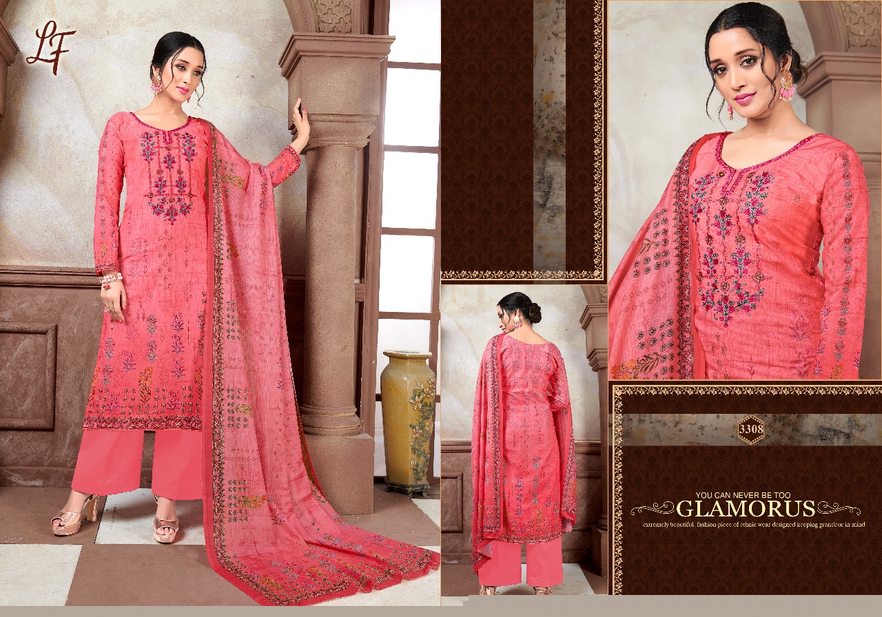 Heena Vol-33 By Lavli Fashion 33001 To 33008 Series Beautiful Stylish Designer Printed And Embroidered Party Wear Occasional Wear Muslin Cotton Embroidered Dresses At Wholesale Price
