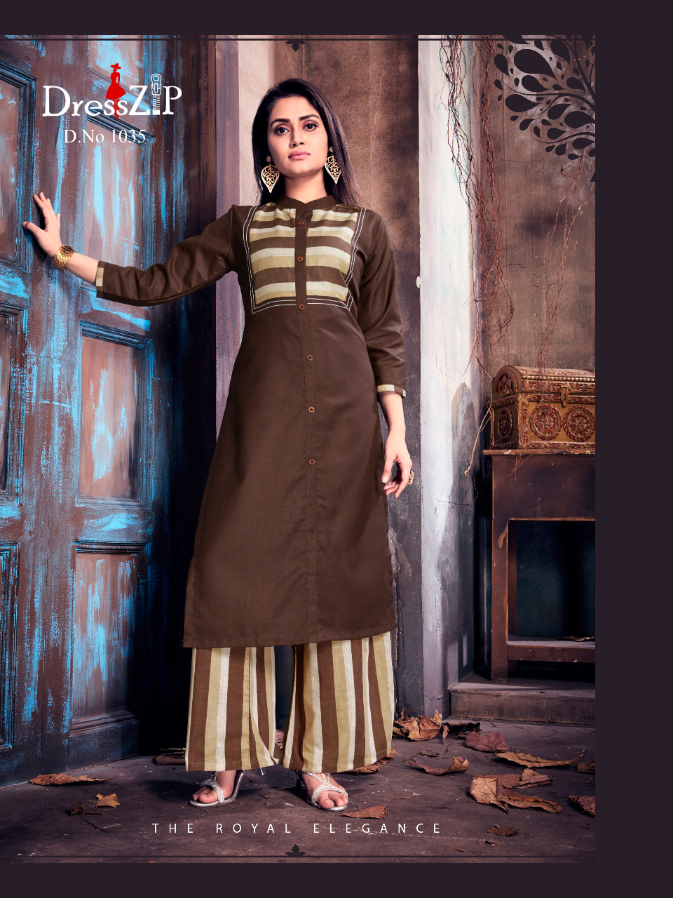 Heena Vol-1 By Dress Zip 1035 To 1042 Series Beautiful Colorful Stylish Fancy Casual Wear & Ethnic Wear & Ready To Wear Cotton Printed Kurtis & Palazzos At Wholesale Price