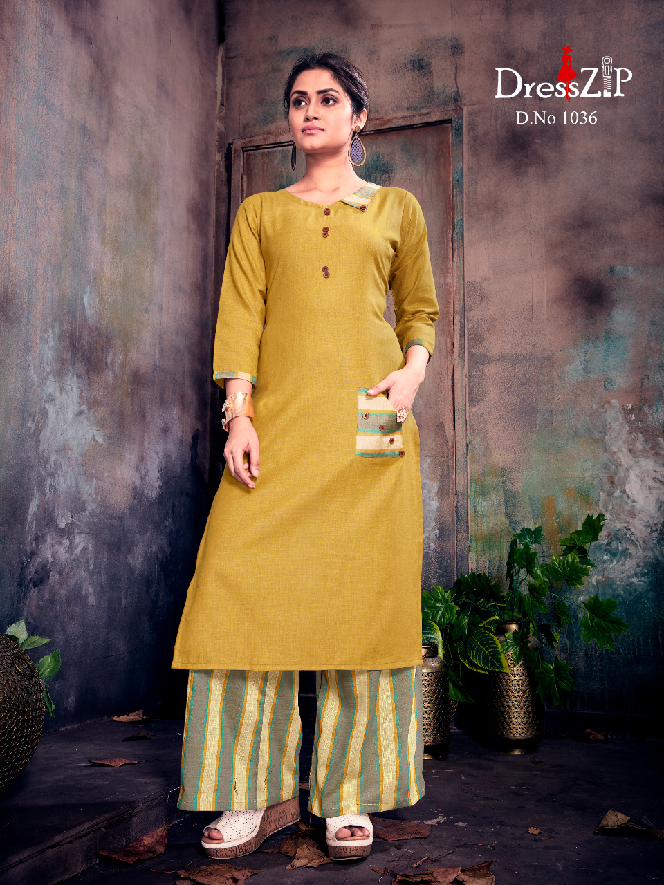 Heena Vol-1 By Dress Zip 1035 To 1042 Series Beautiful Colorful Stylish Fancy Casual Wear & Ethnic Wear & Ready To Wear Cotton Printed Kurtis & Palazzos At Wholesale Price