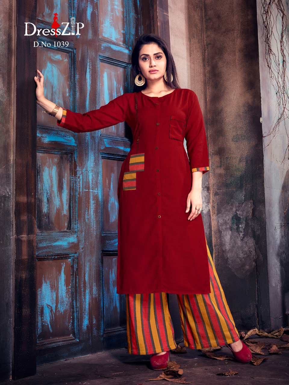 Heena Vol-1 By Dress Zip 1035 To 1042 Series Beautiful Colorful Stylish Fancy Casual Wear & Ethnic Wear & Ready To Wear Cotton Printed Kurtis & Palazzos At Wholesale Price