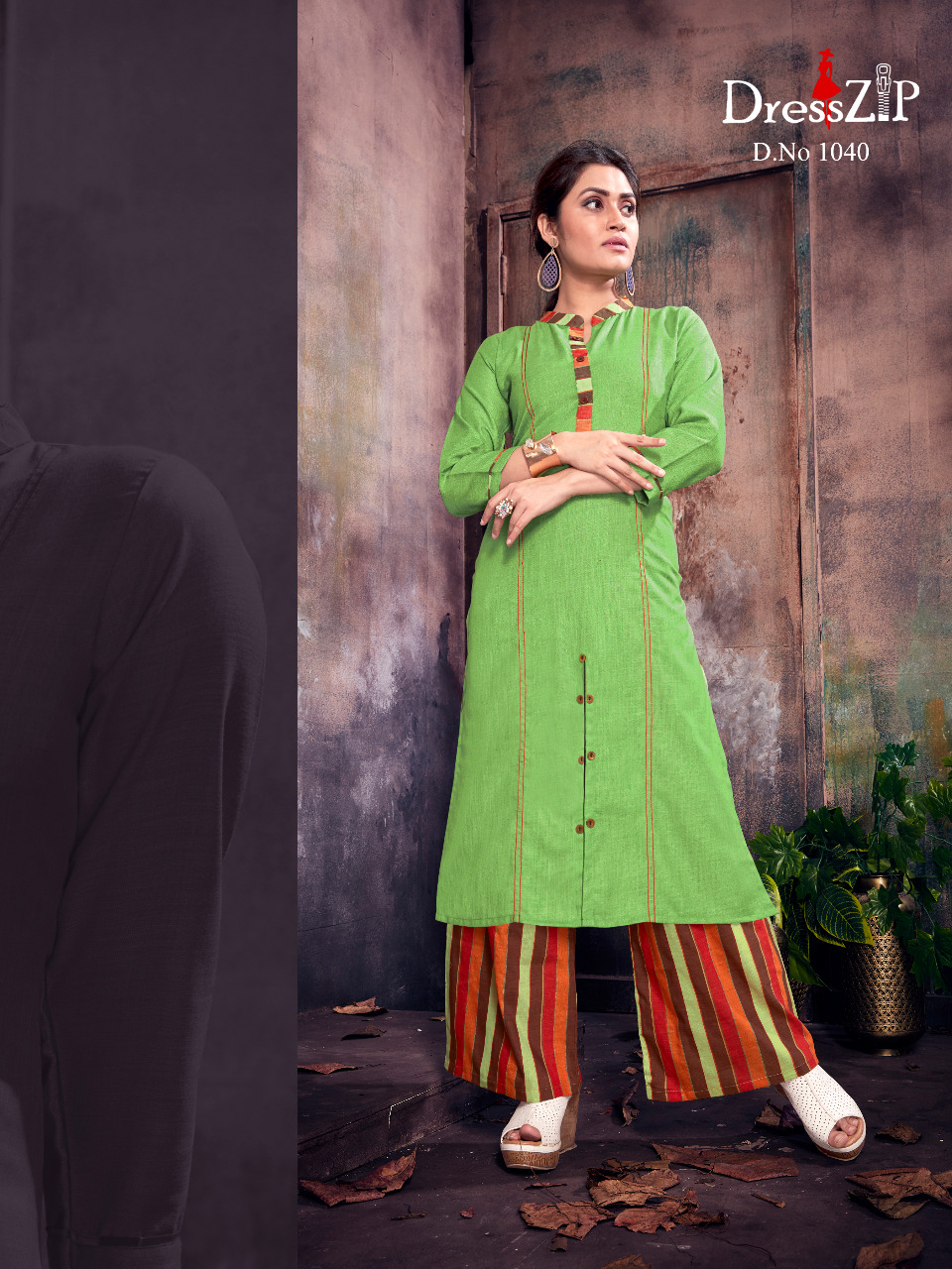 Heena Vol-1 By Dress Zip 1035 To 1042 Series Beautiful Colorful Stylish Fancy Casual Wear & Ethnic Wear & Ready To Wear Cotton Printed Kurtis & Palazzos At Wholesale Price