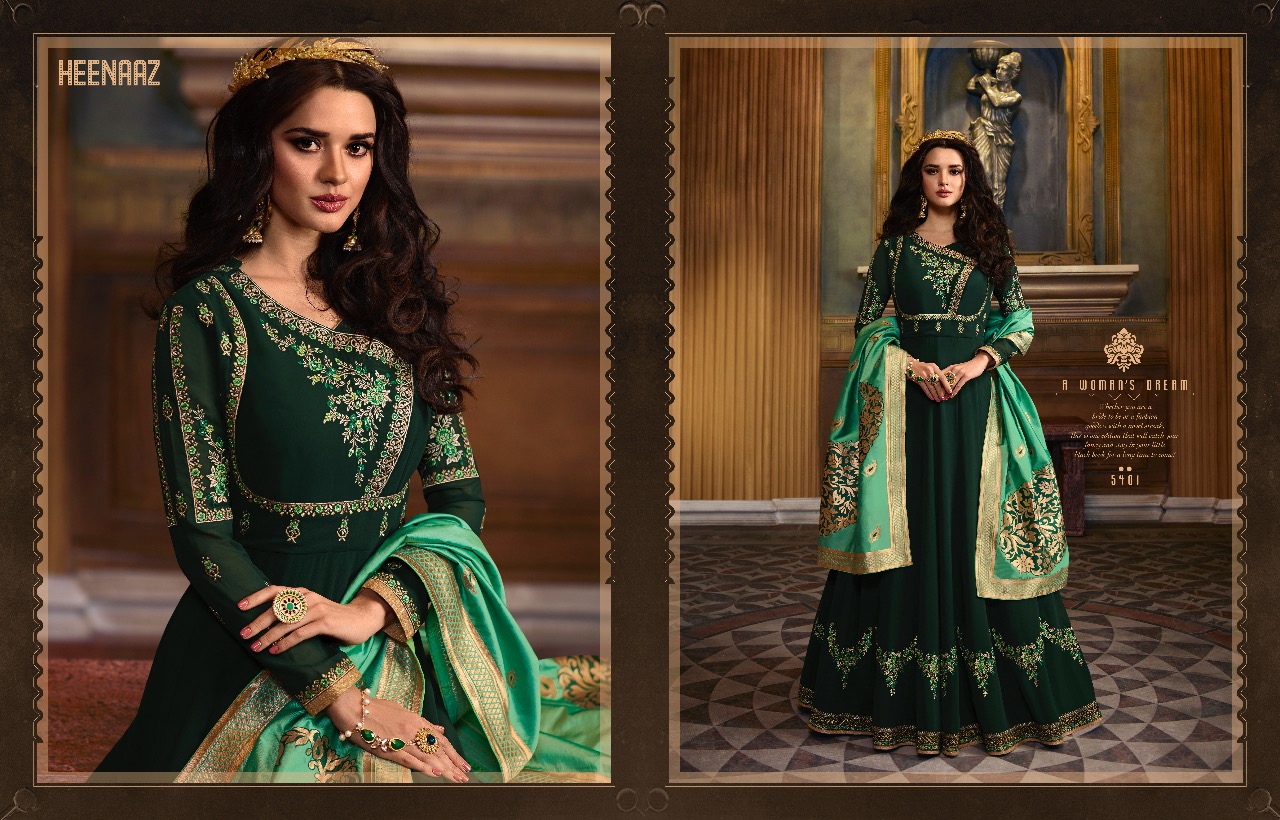 Heenaz Vol-54 By Mahaveer Fashion 5400 To 5405 Series Designer Suits Collection Beautiful Stylish Fancy Colorful Party Wear & Occasional Wear Faux Georgette Embroidered Dresses At Wholesale Price