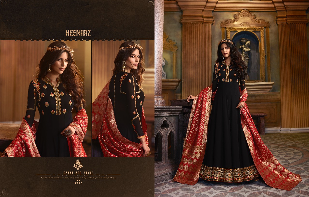 Heenaz Vol-54 By Mahaveer Fashion 5400 To 5405 Series Designer Suits Collection Beautiful Stylish Fancy Colorful Party Wear & Occasional Wear Faux Georgette Embroidered Dresses At Wholesale Price