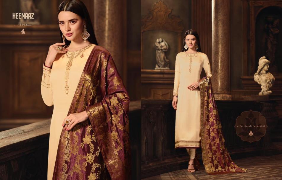 Heenaz Vol-55 By Mahaveer Fashion 5500 To 5506 Series Designer Suits Collection Beautiful Stylish Fancy Colorful Party Wear & Occasional Wear Satin Georgette Embroidered Dresses At Wholesale Price