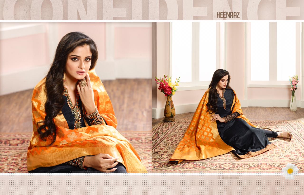 Heenaz Vol-61 By Mahaveer Fashion 6100 To 6107 Series Beautiful Winter Suits Collection Stylish Fancy Colorful Casual Wear & Ethnic Wear French Crepe Silk Dresses At Wholesale Price