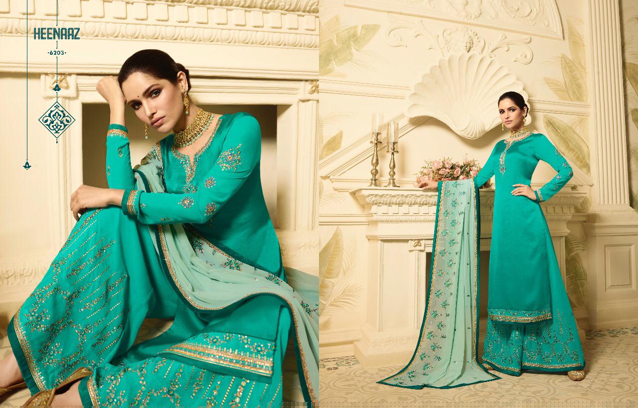 Heenaz Vol-62 By Mahaveer Fashion 6200 To 6206 Series Beautiful Winter Suits Collection Stylish Fancy Colorful Casual Wear & Ethnic Wear Satin Georgette Dresses At Wholesale Price