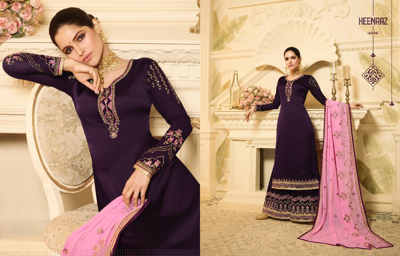 Heenaz Vol-62 By Mahaveer Fashion 6200 To 6206 Series Beautiful Winter Suits Collection Stylish Fancy Colorful Casual Wear & Ethnic Wear Satin Georgette Dresses At Wholesale Price