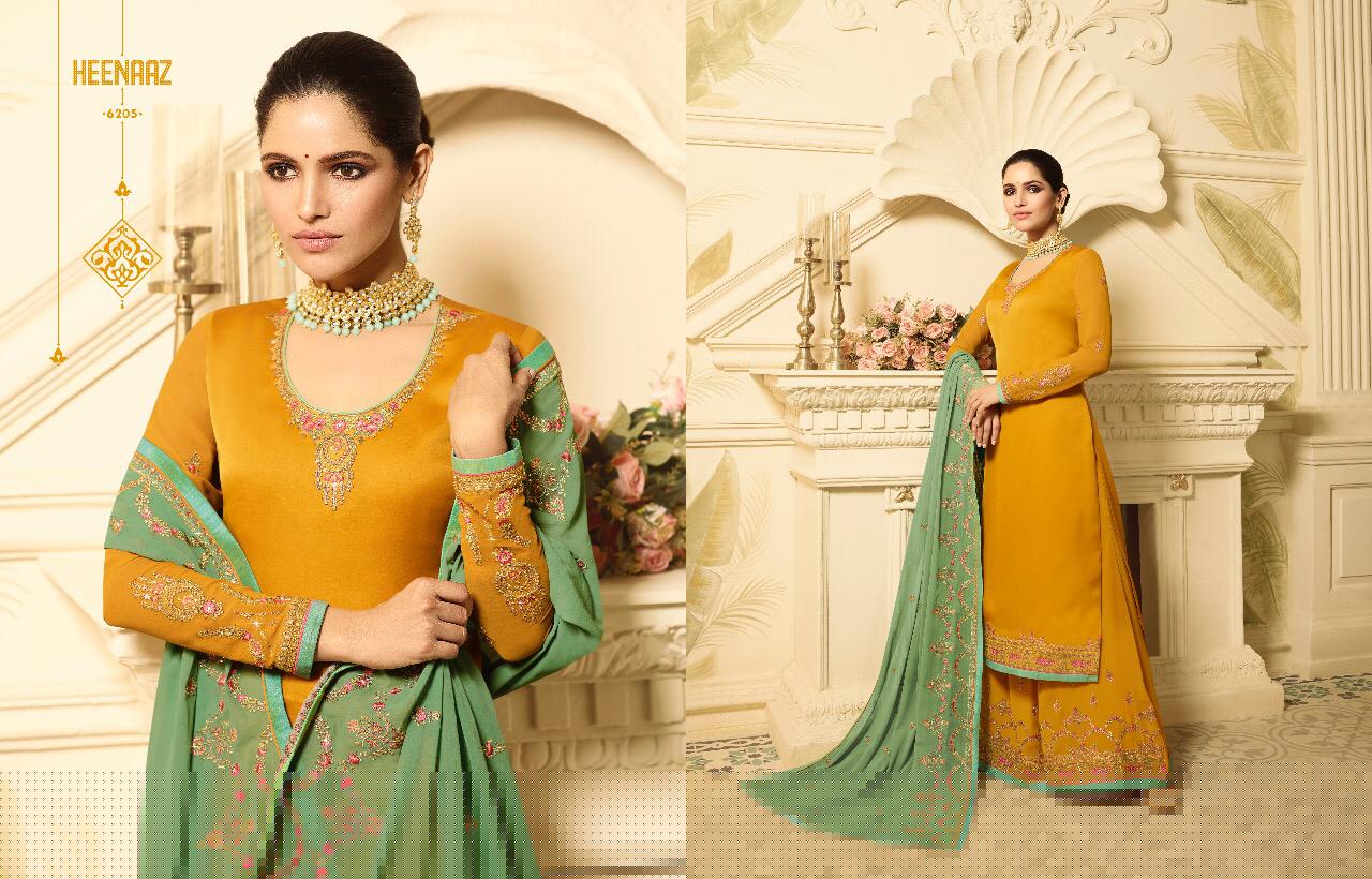 Heenaz Vol-62 By Mahaveer Fashion 6200 To 6206 Series Beautiful Winter Suits Collection Stylish Fancy Colorful Casual Wear & Ethnic Wear Satin Georgette Dresses At Wholesale Price