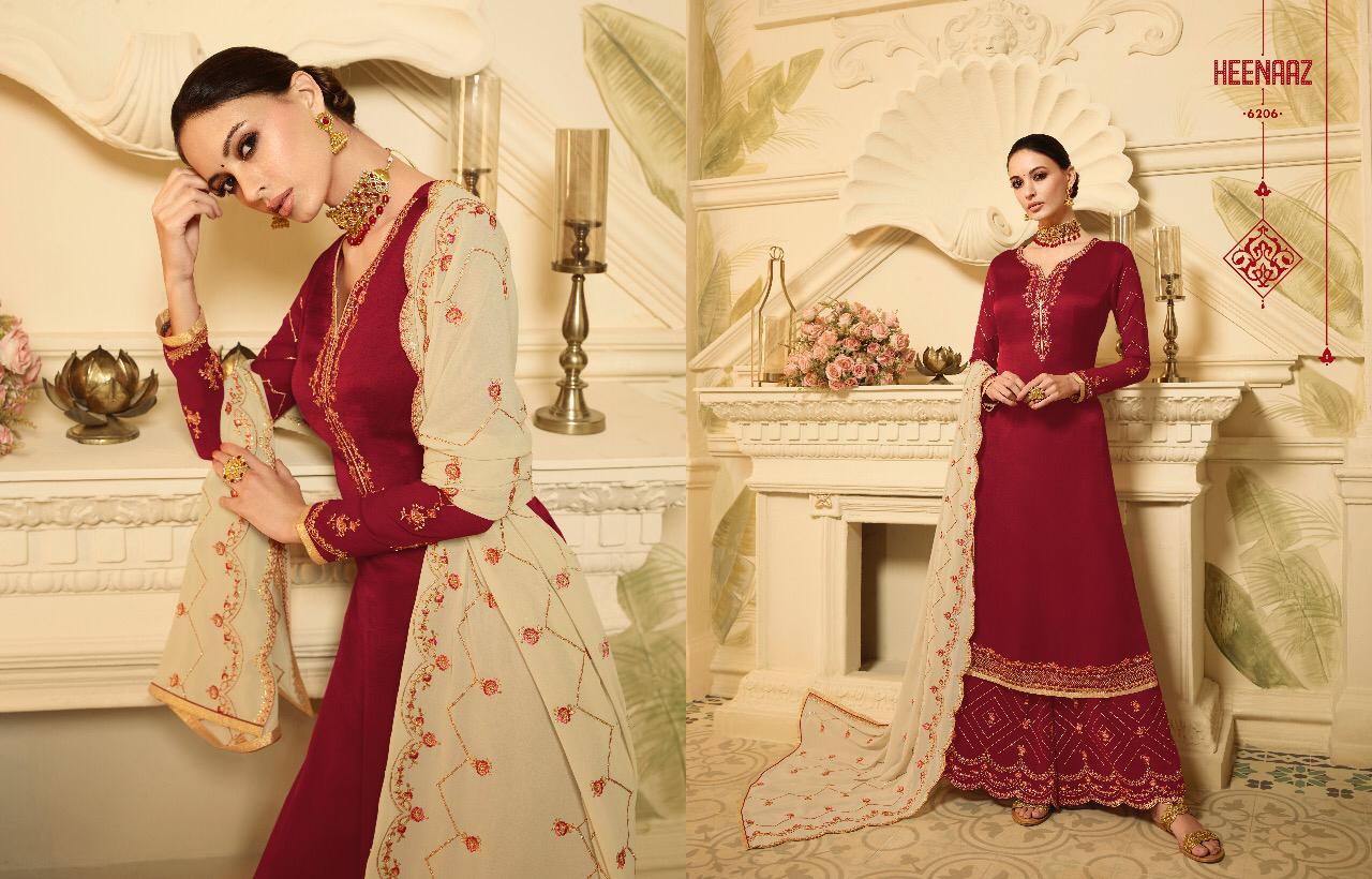 Heenaz Vol-62 By Mahaveer Fashion 6200 To 6206 Series Beautiful Winter Suits Collection Stylish Fancy Colorful Casual Wear & Ethnic Wear Satin Georgette Dresses At Wholesale Price