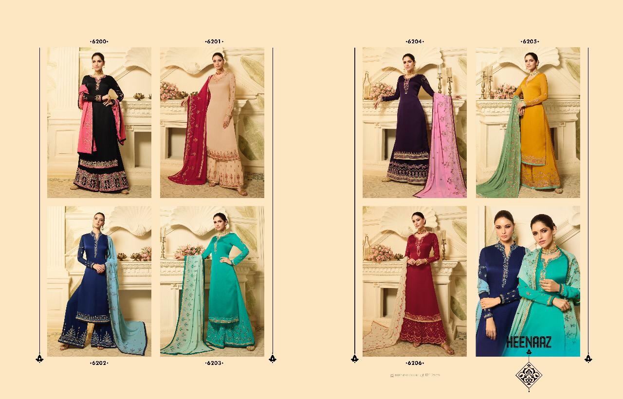 Heenaz Vol-62 By Mahaveer Fashion 6200 To 6206 Series Beautiful Winter Suits Collection Stylish Fancy Colorful Casual Wear & Ethnic Wear Satin Georgette Dresses At Wholesale Price