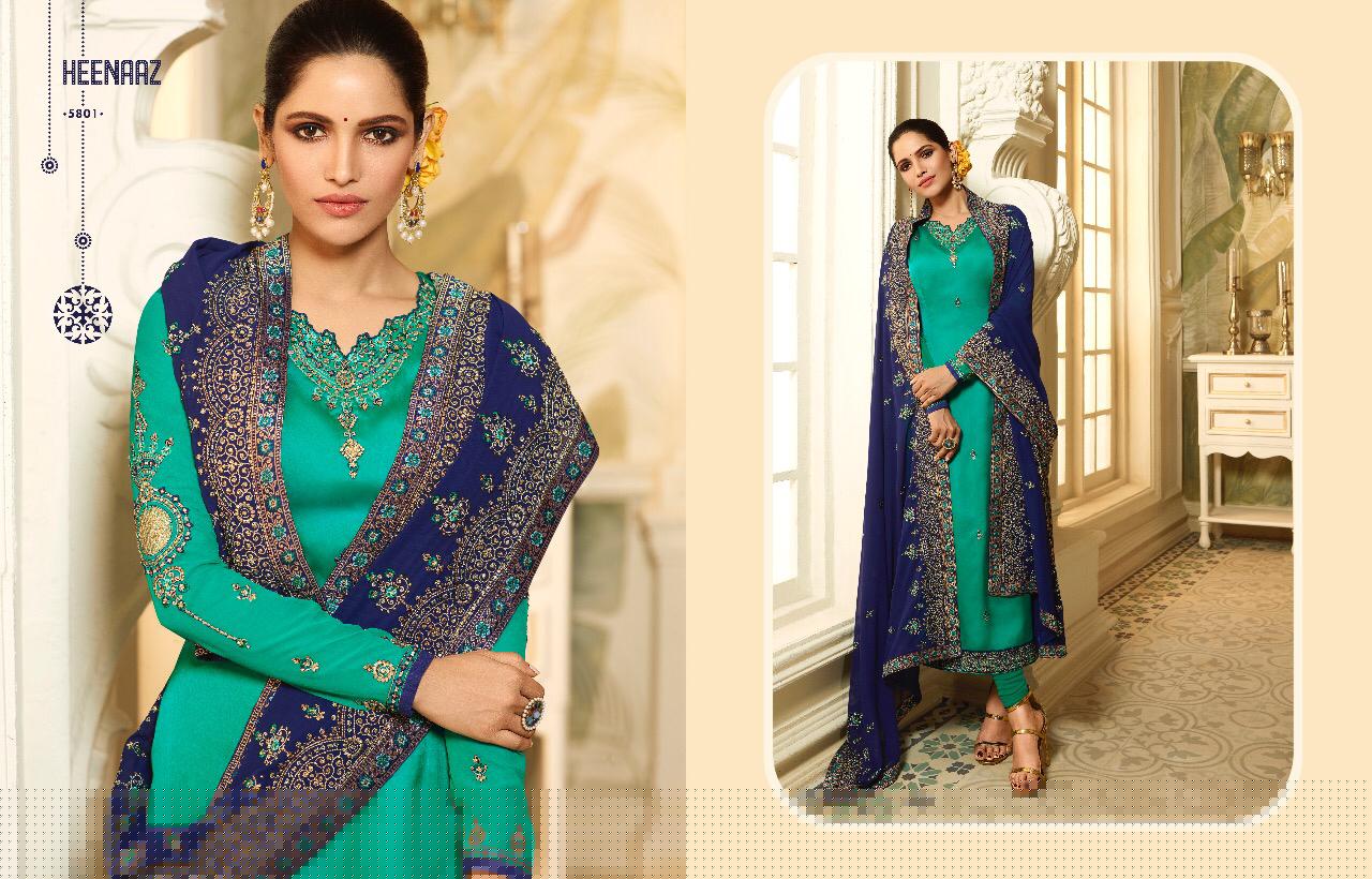 Heenaz Vol-58 By Mahaveer Fashion 5800 To 5806 Series Beautiful Suits Colorful Stylish Fancy Casual Wear & Ethnic Wear Satin Georgette Dresses At Wholesale Price