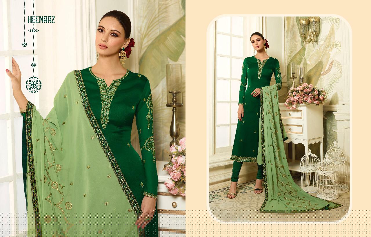 Heenaz Vol-58 By Mahaveer Fashion 5800 To 5806 Series Beautiful Suits Colorful Stylish Fancy Casual Wear & Ethnic Wear Satin Georgette Dresses At Wholesale Price