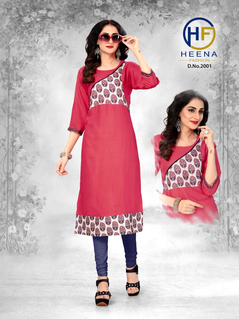 Heer Vol-1 By Heena Fashion 2001 To 2006 Series Beautiful Stylish Colorful Fancy Party Wear & Ethnic Wear & Ready To Wear Heavy Rayon With Cotton Printed Kurtis At Wholesale Price
