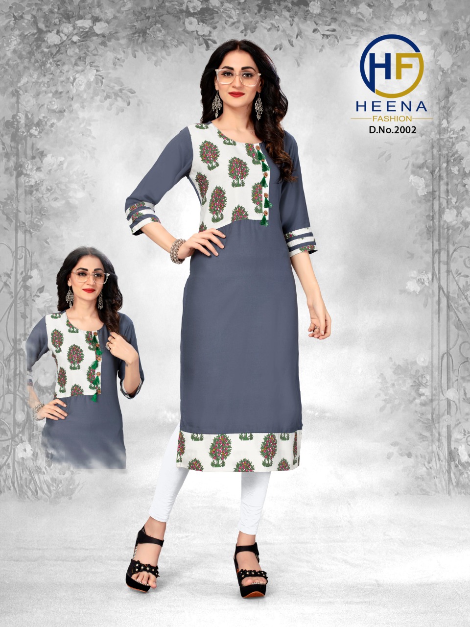 Heer Vol-1 By Heena Fashion 2001 To 2006 Series Beautiful Stylish Colorful Fancy Party Wear & Ethnic Wear & Ready To Wear Heavy Rayon With Cotton Printed Kurtis At Wholesale Price