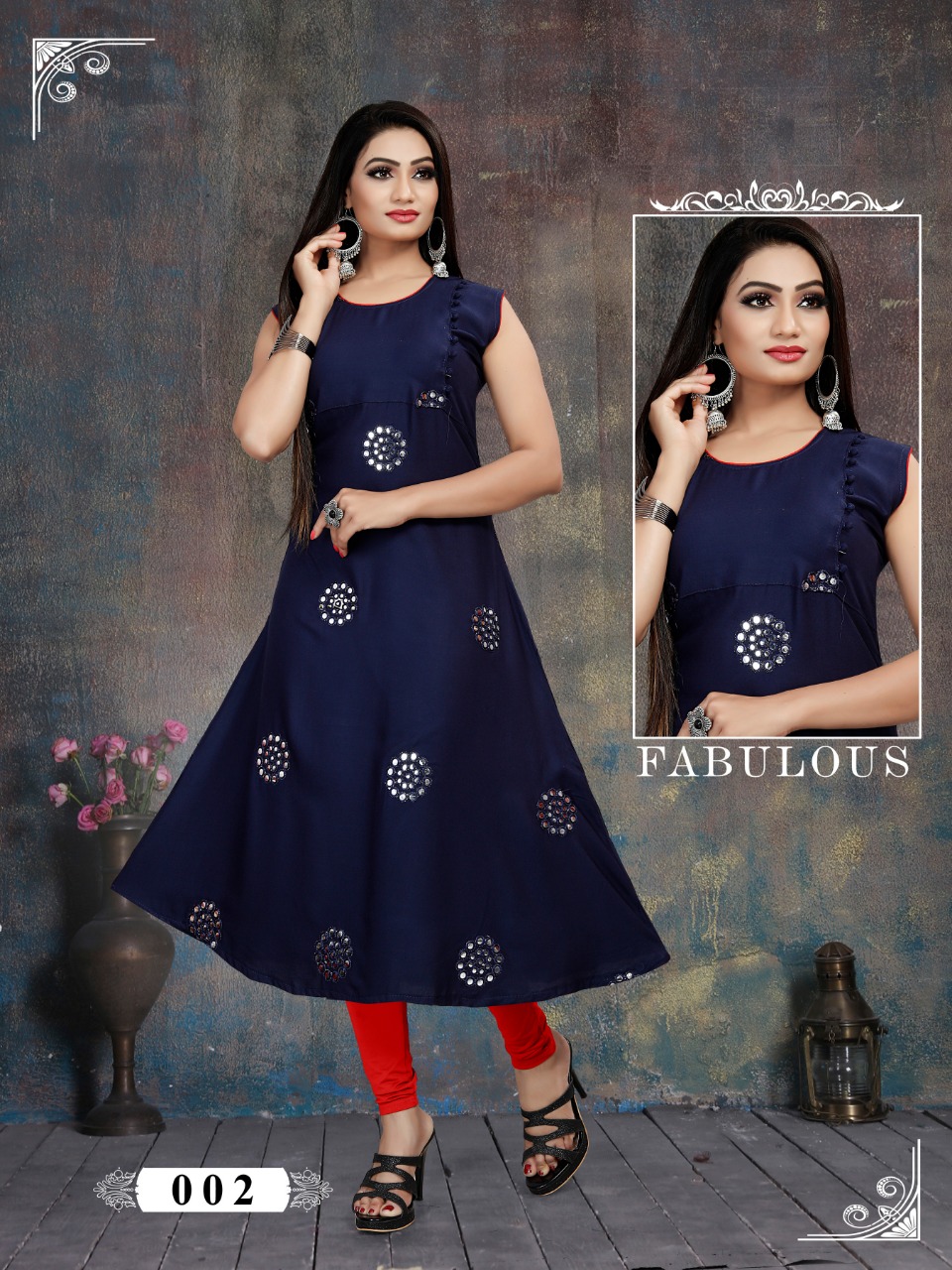 Heer By Jagdamba 001 To 012 Series Beautiful Colorful Stylish Fancy Casual Wear & Ethnic Wear & Ready To Wear Heavy Rayon And Mirror Work Kurtis At Wholesale Price