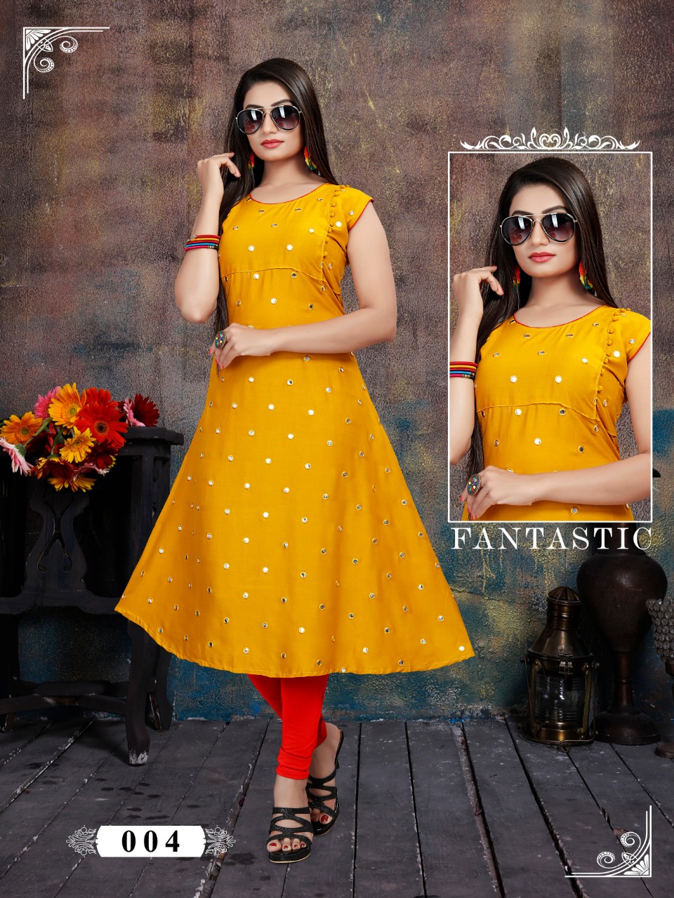 Heer By Jagdamba 001 To 012 Series Beautiful Colorful Stylish Fancy Casual Wear & Ethnic Wear & Ready To Wear Heavy Rayon And Mirror Work Kurtis At Wholesale Price
