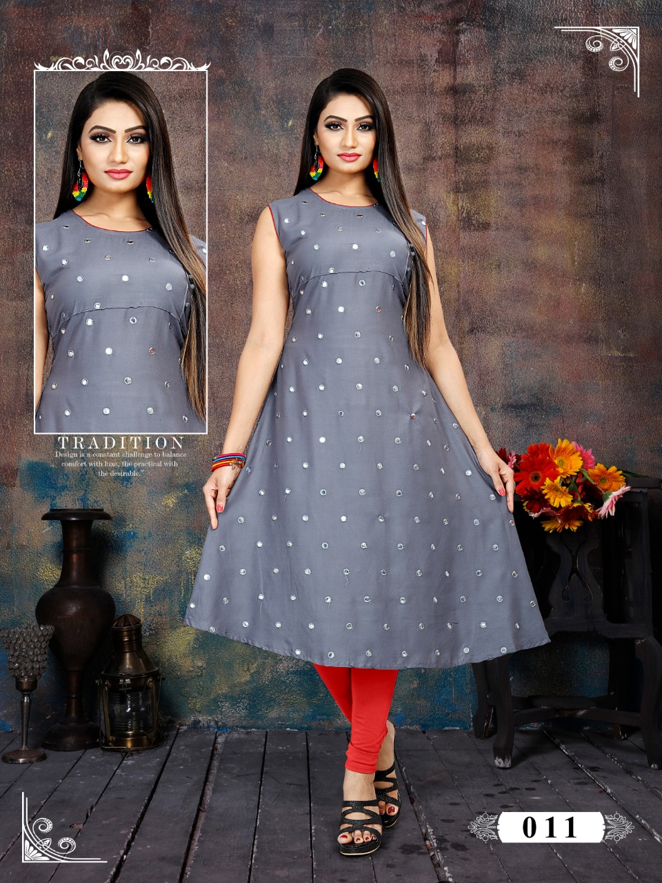 Heer By Jagdamba 001 To 012 Series Beautiful Colorful Stylish Fancy Casual Wear & Ethnic Wear & Ready To Wear Heavy Rayon And Mirror Work Kurtis At Wholesale Price